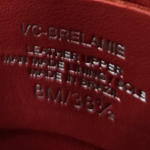 Vince Camuto size 8 red leather brelanie braided strap slide sandals hee… - Picture 9 of 10